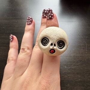Unique Beige and Black Statement Ring